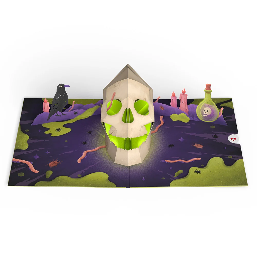 Lovepop Keep it Creepy Halloween Skull Music and Light Pop-Up Card Bottle - Image 4