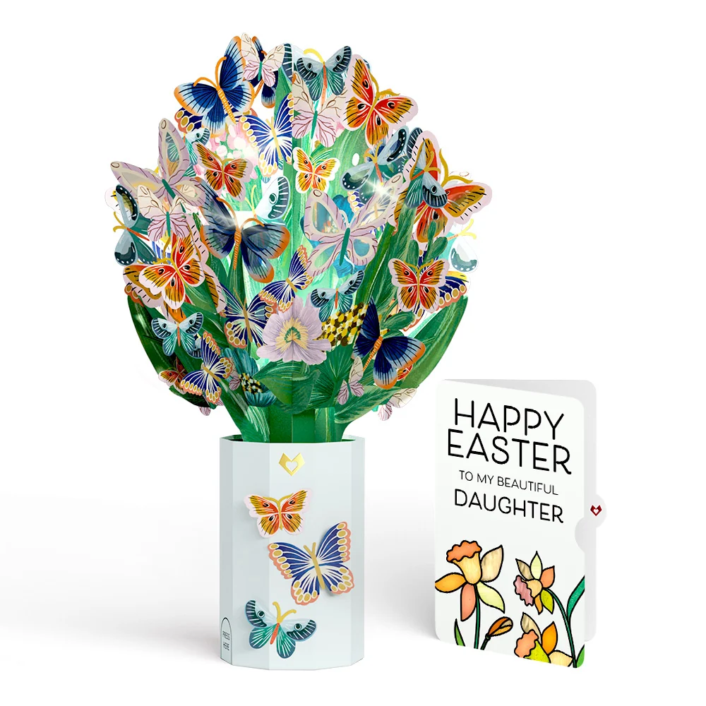 Lovepop Butterfly Garden Easter Light-Up Bouquet and Sentiment Set for Daughter Vase