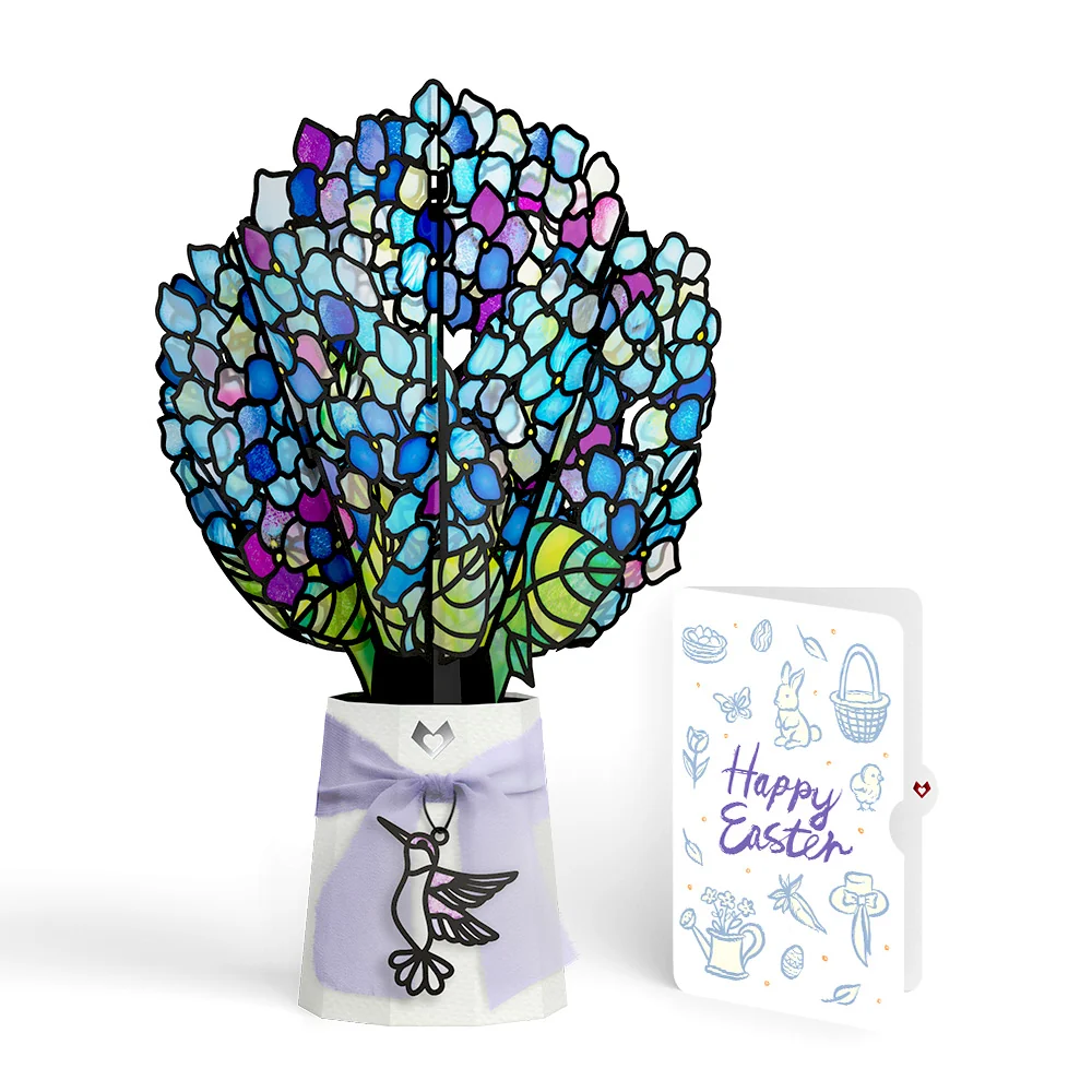 Lovepop Sunlit Hydrangeas Easter Suncatcher Bouquet and Sentiment Set Glass