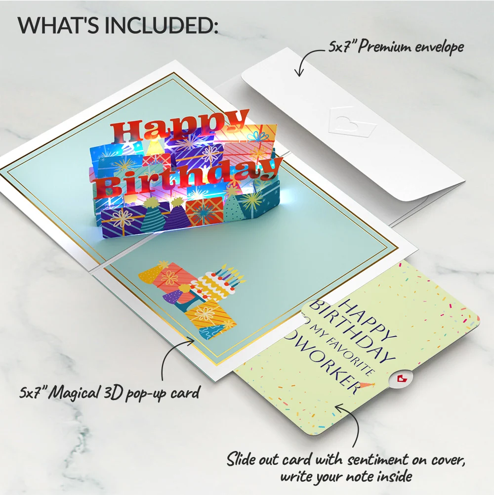 Lovepop Wishing You a Happy Birthday Music and Lights Pop-Up Card and Sentiment Set for Co-Worker - Image 2