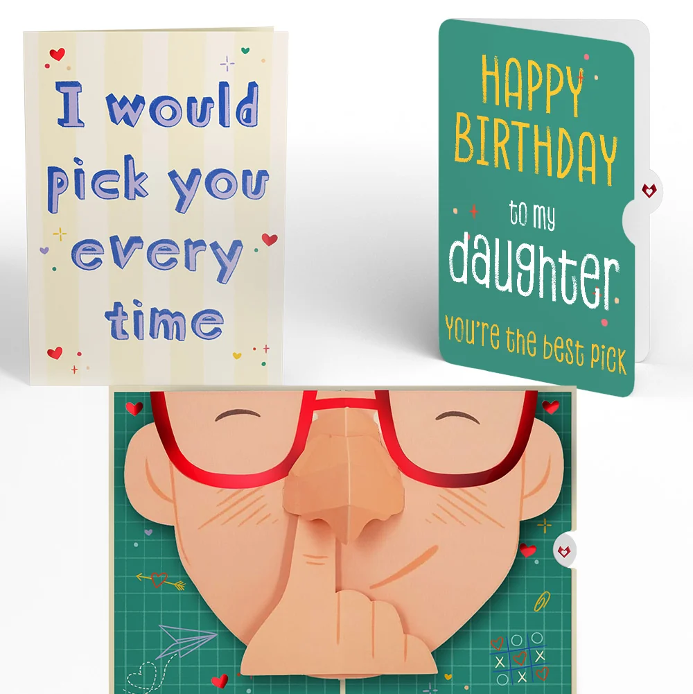 Lovepop Pick You Every Time Birthday Pop-Up Card and Sentiment Set for Daughter Glass