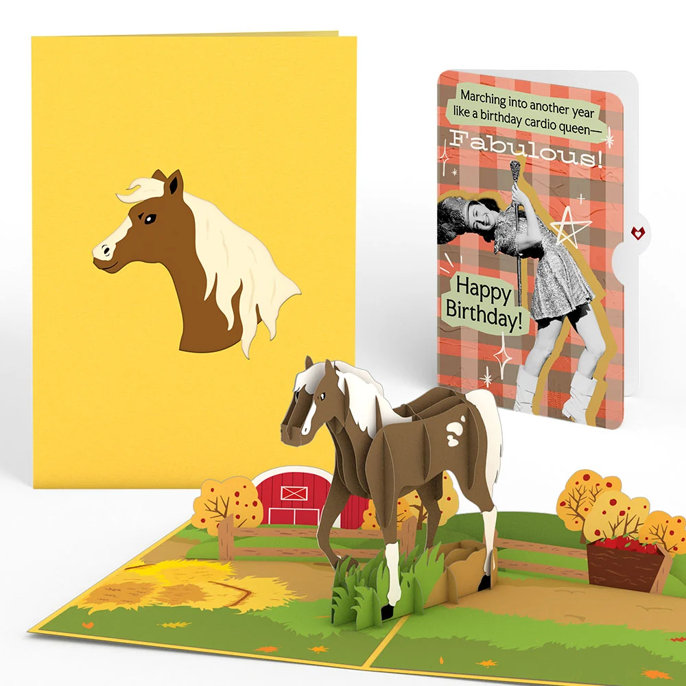 Lovepop Horse Birthday Pop-Up Card and Cardio Queen Sentiment Set