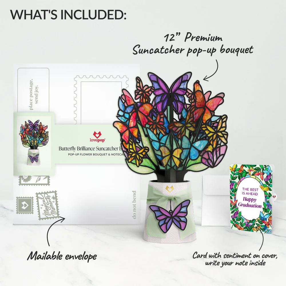 Lovepop Butterfly Brilliance Graduations Suncatcher Bouquet and Sentiment Set Glass - Image 2