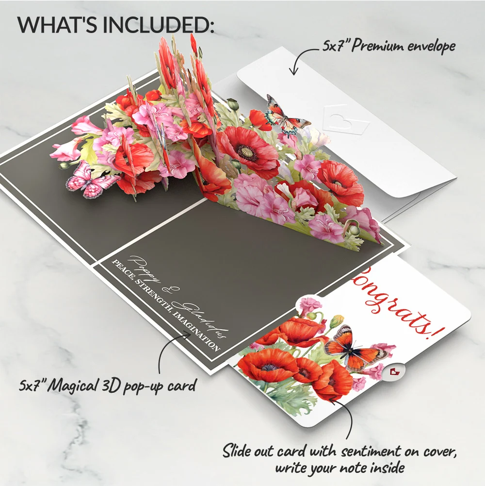 Lovepop Born to Bloom: August Birth Month Flowers Congratulations Pop-Up Card and Sentiment Set Cream - Image 2