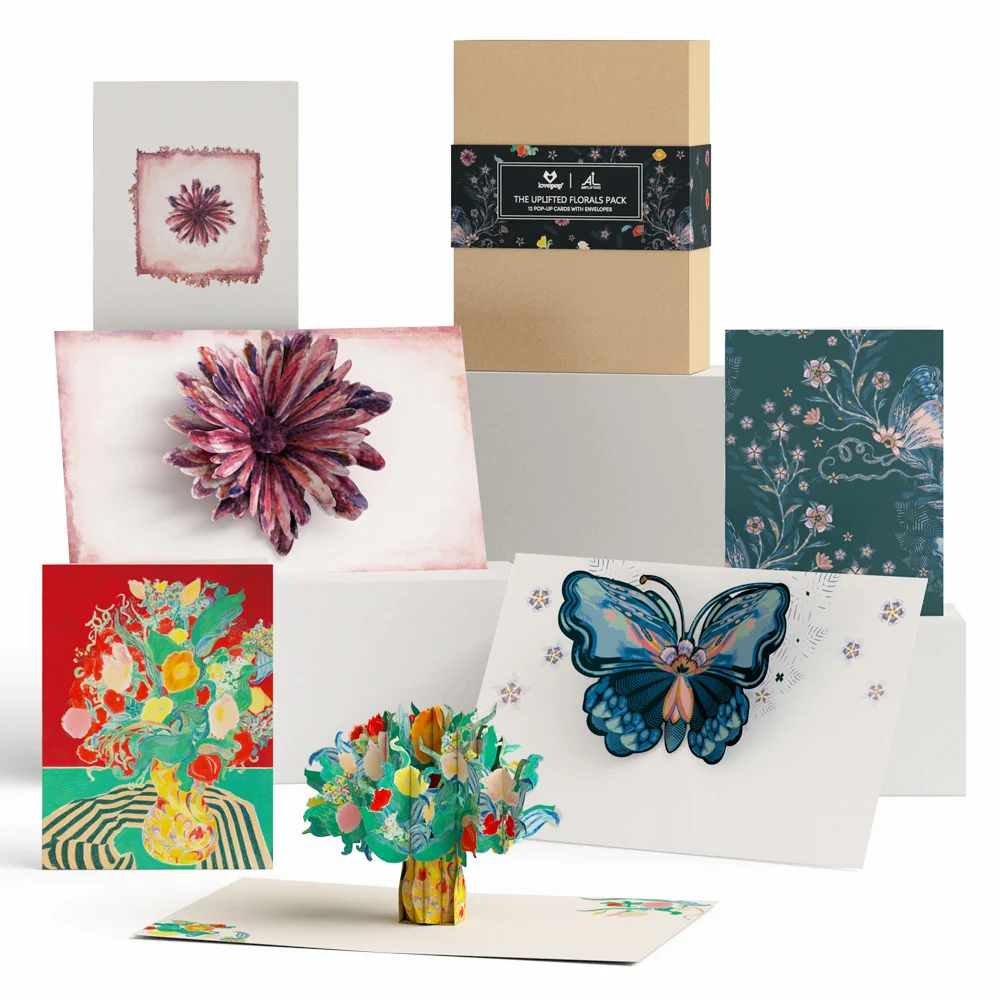 Lovepop The Uplifted Florals Box Set (Assorted 12-Pack): Paperpop Card – x ArtLifting - Image 2