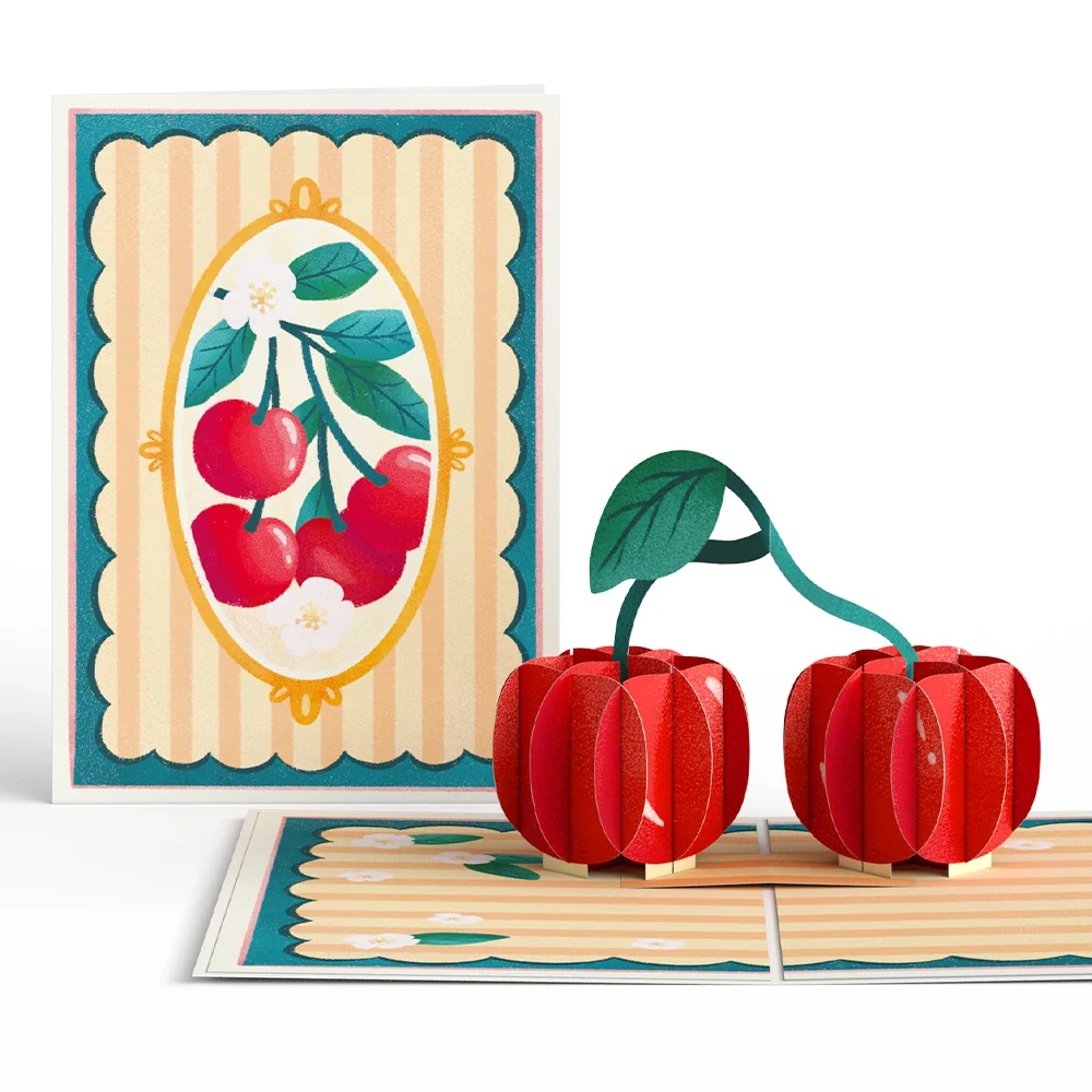 Lovepop Fresh-Picked Cherries Pop-Up Card Cream