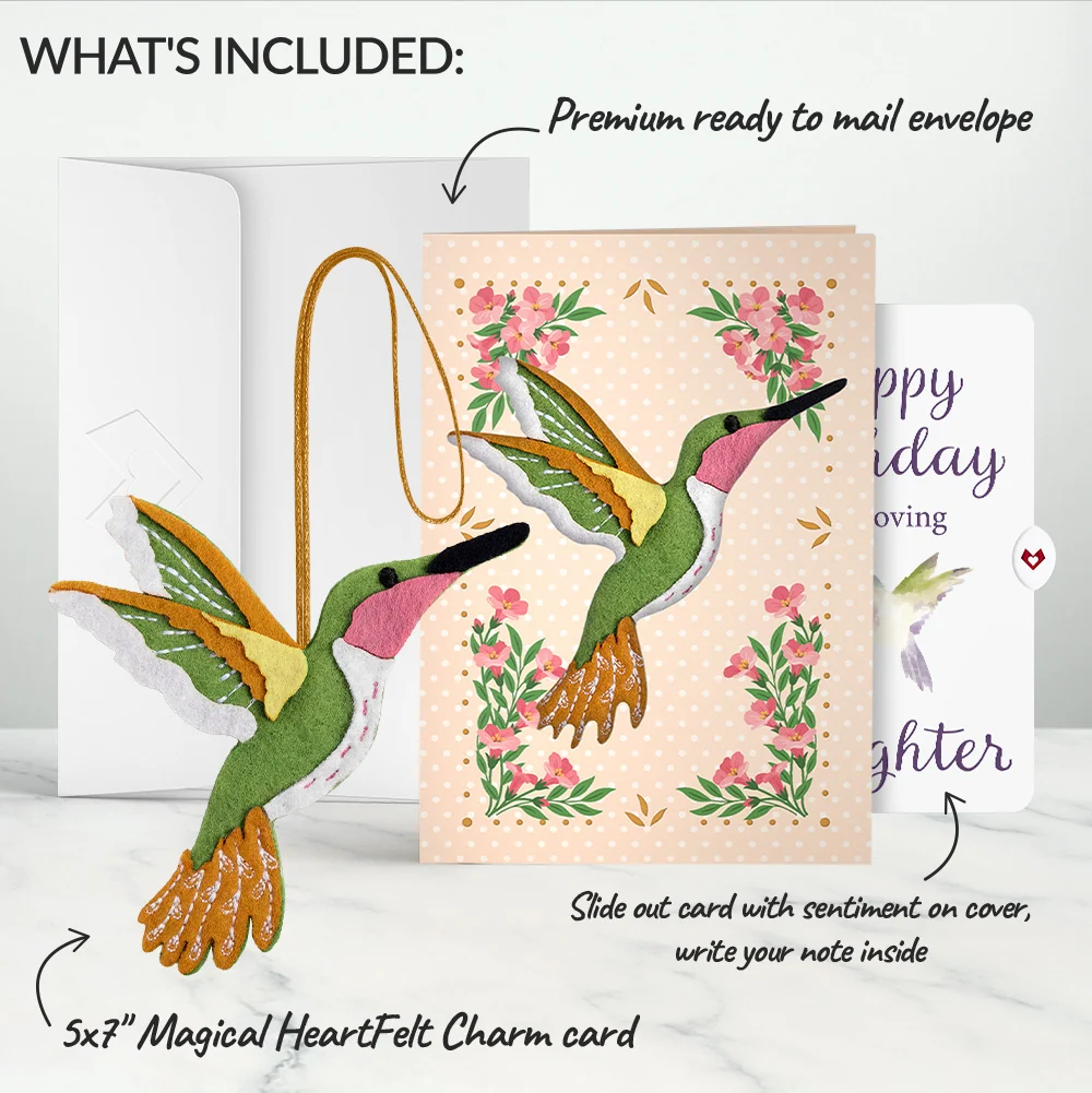 Lovepop Serene Hummingbird Birthday HeartFelt Charm Card and Sentiment Set for Daughter - Image 2
