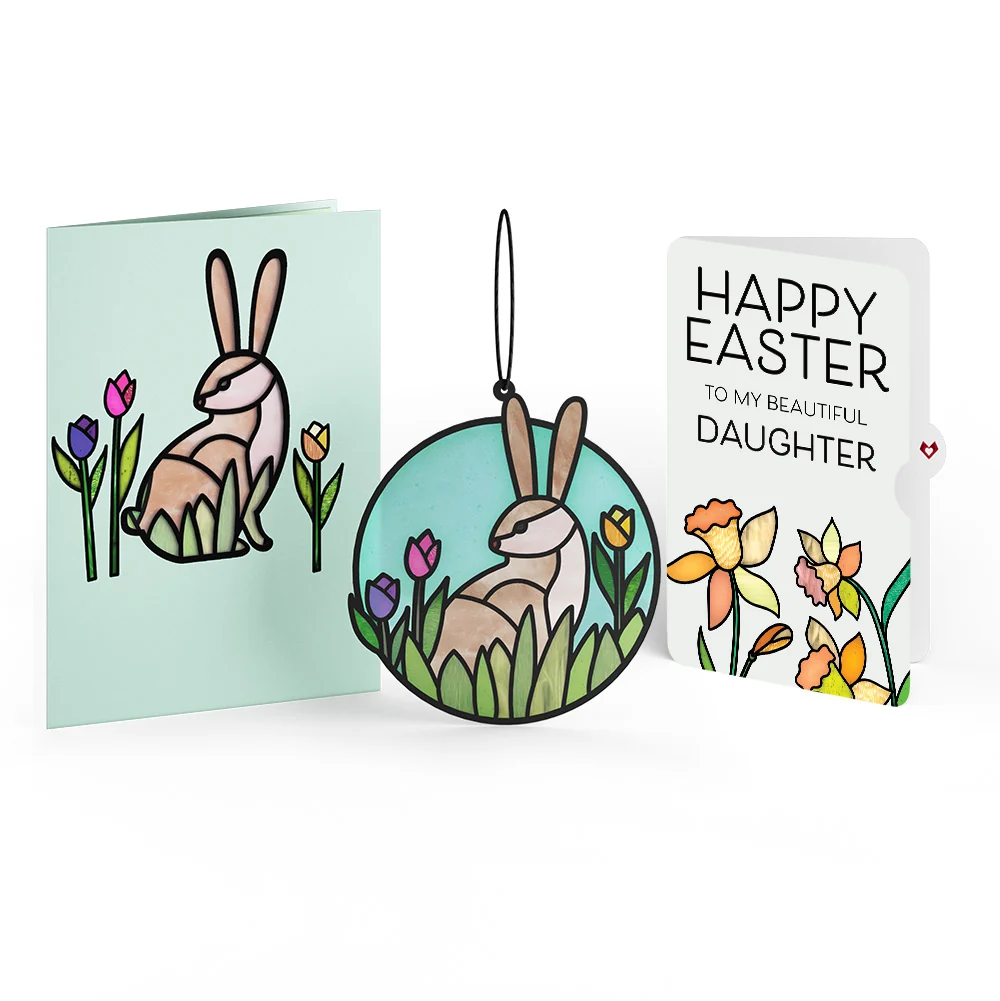 Lovepop Springtime Bunny Easter Suncatcher Card and Sentiment Set for Daughter Glass