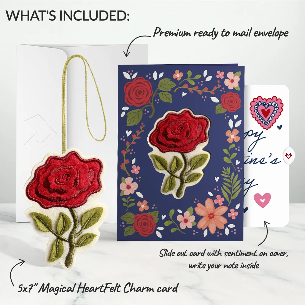 Lovepop Everlasting Rose Valentine HeartFelt Charm Card and Sentiment Set Cream - Image 2