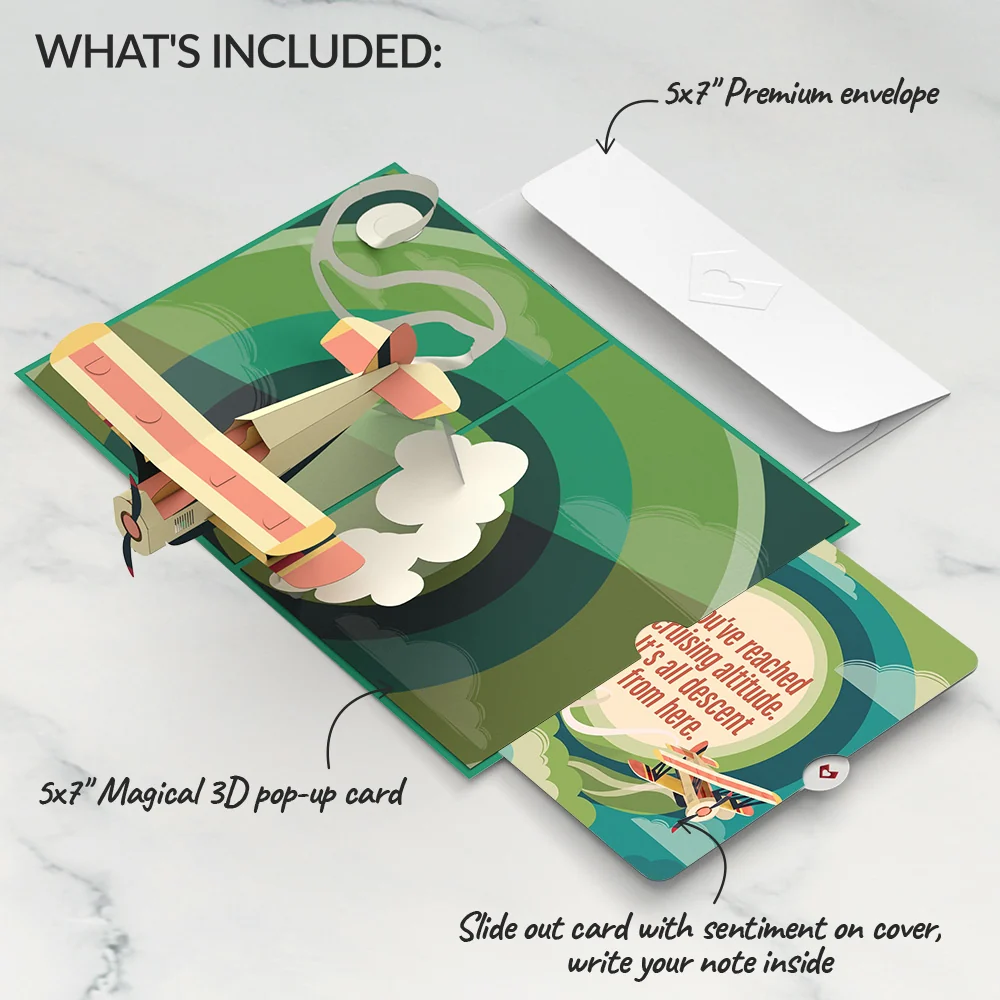 Lovepop Vintage Plane Birthday Pop-Up Card and Cruising Altitude Sentiment Set Cream - Image 2