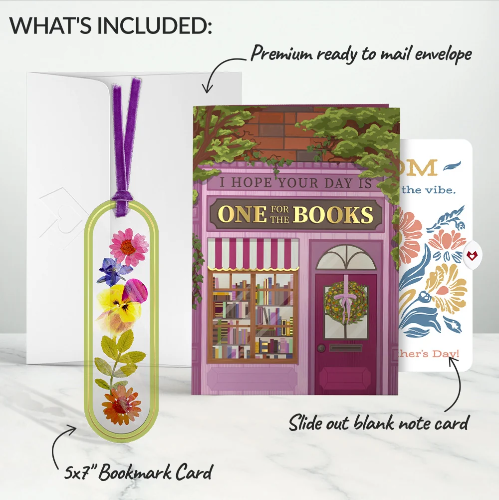 Lovepop One for the Books Mother’s Day Petal Pressed Bookmark Card and Folk Art Bloom Sentiment Set for Mom - Image 2