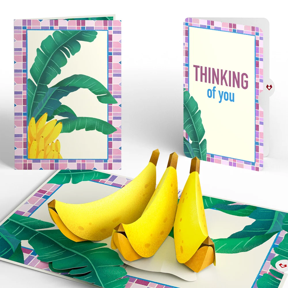 Lovepop Tropical Bananas Thinking of You Pop-Up Card and Sentiment Set Cream