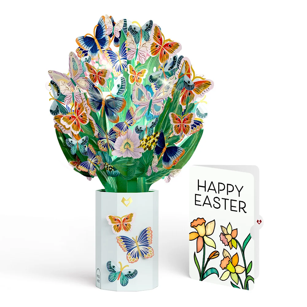 Lovepop Butterfly Garden Easter Light-Up Bouquet and Sentiment Set Vase