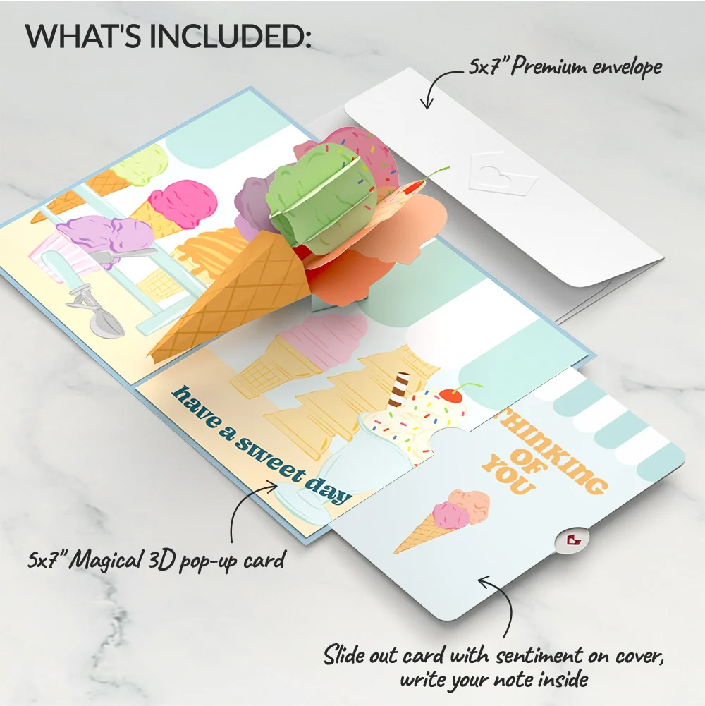 Lovepop Sweet Day Ice Cream Thinking of You Pop-Up Card and Sentiment Set - Image 2
