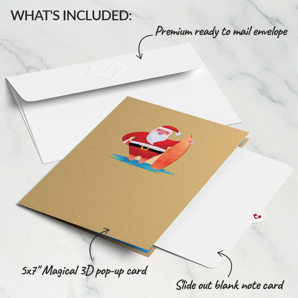 Lovepop Surfing Santa Pop-Up Card - Image 5