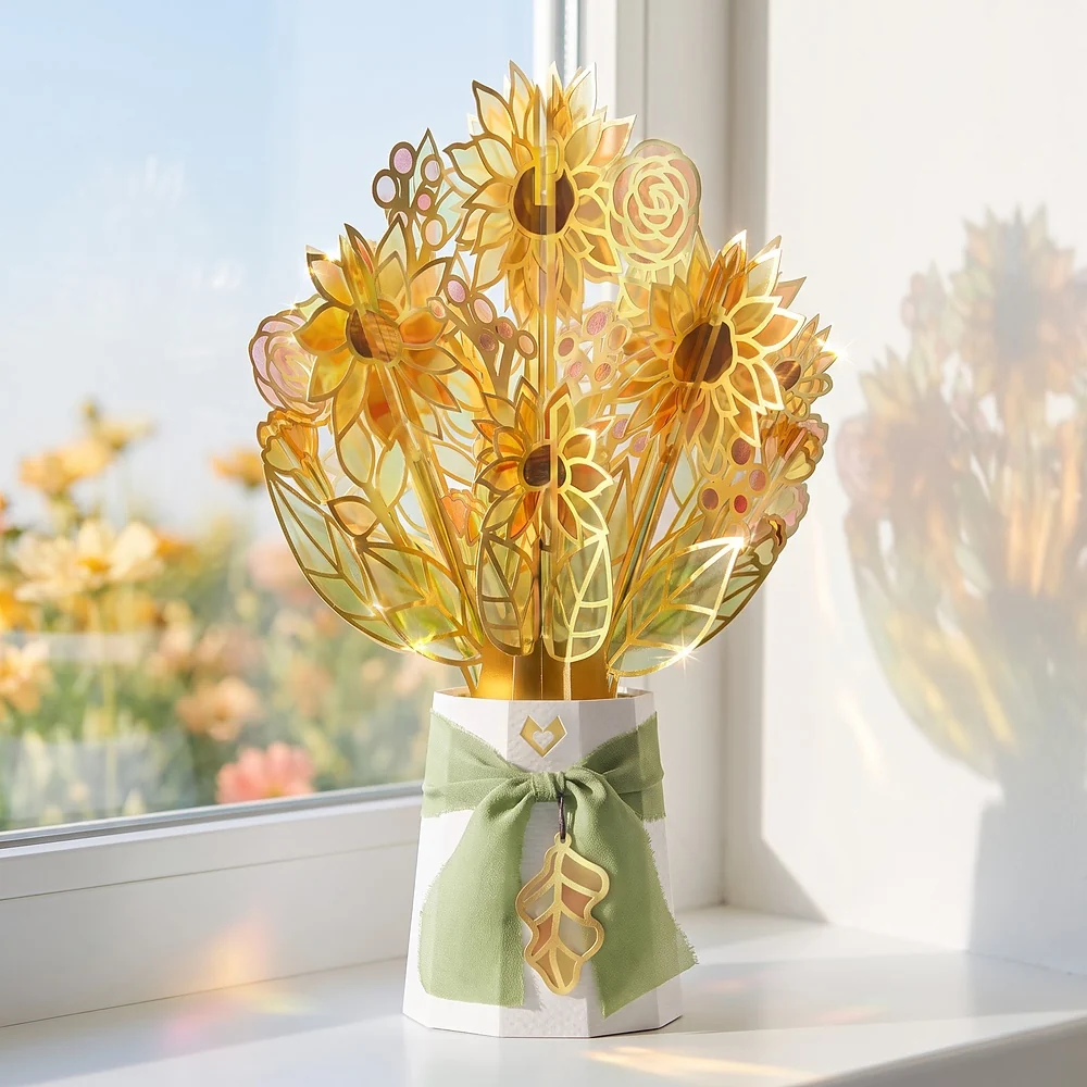 Lovepop Gilded Gold Sunflower Suncatcher Bouquet Vase