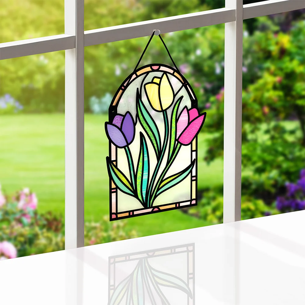 Lovepop Shimmering Tulips Suncatcher Card