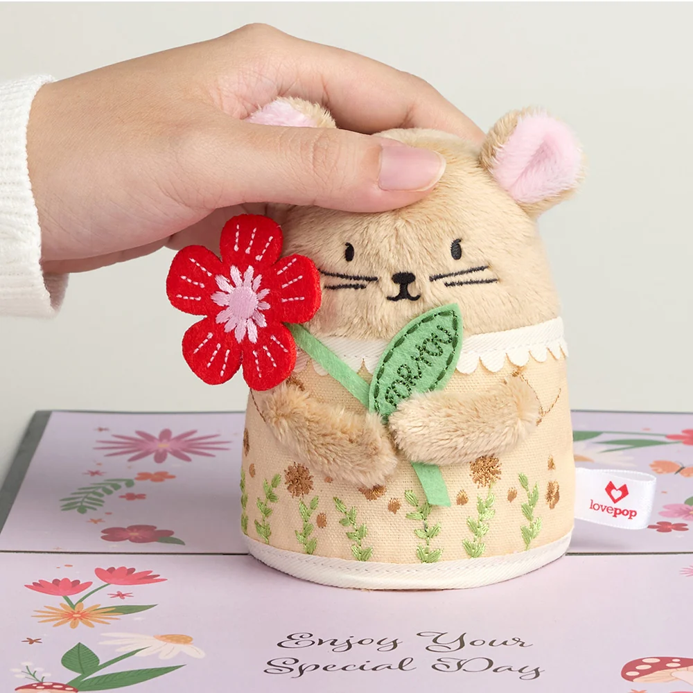 Lovepop 'Happiest Birthday Wishes' Floral Field Mouse Plushpop Card and Sentiment Set for Mom - Image 3