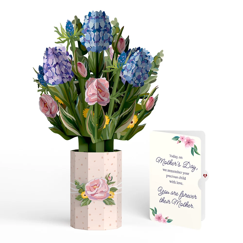 Lovepop Hydrangea Mother's Day Bouquet and You Are Forever Their Mom Sentiment Set Vase