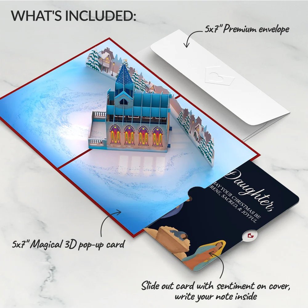 Lovepop Stained Glass Christmas Chapel Pop-Up Card and Sentiment Set for Daughter - Image 2