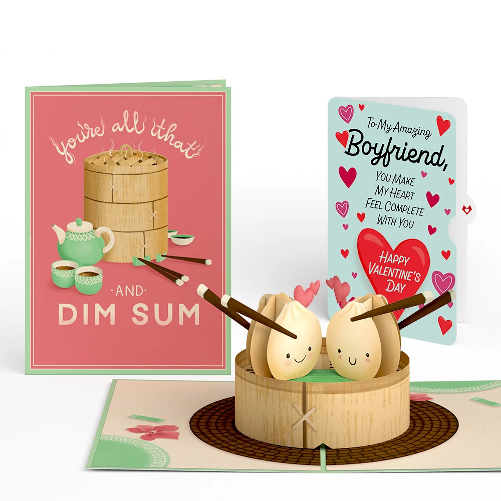 Lovepop You're All That and Dim Sum Valentine Pop-Up Card and Sentiment Set for Boyfriend Tea