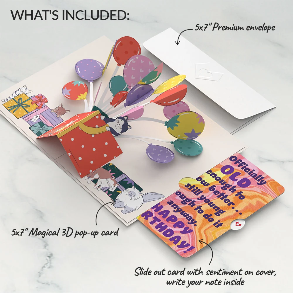 Lovepop Curious Cats Birthday Pop-Up Card and Sentiment Set - Image 2