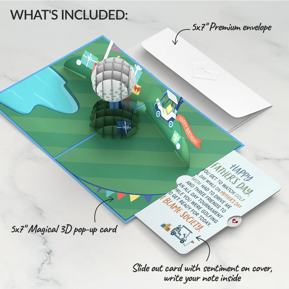 Lovepop Time to Par-Tee Birthday Golf Father's Day Pop-Up Card and Society Blame Sentiment Set Bag - Image 2