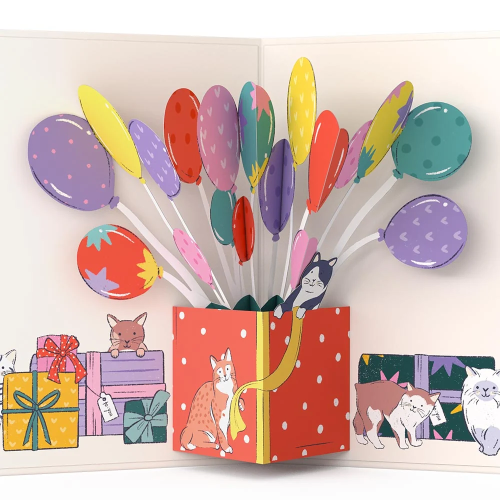 Lovepop Curious Cats Birthday Pop-Up Card and Cardio Queen Sentiment Set - Image 3