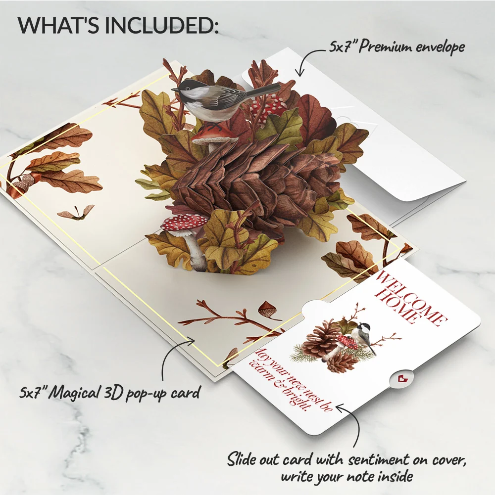 Lovepop Fall Forest Floor Housewarming Pop-Up Card and Sentiment Set Cream - Image 2