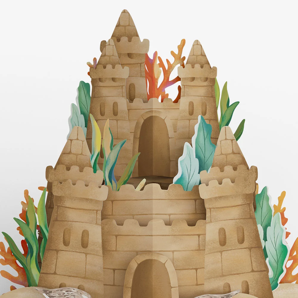 Lovepop Seaside Sandcastle Birthday Pop-Up Card and Sunbathing Crab Sentiment Set - Image 3