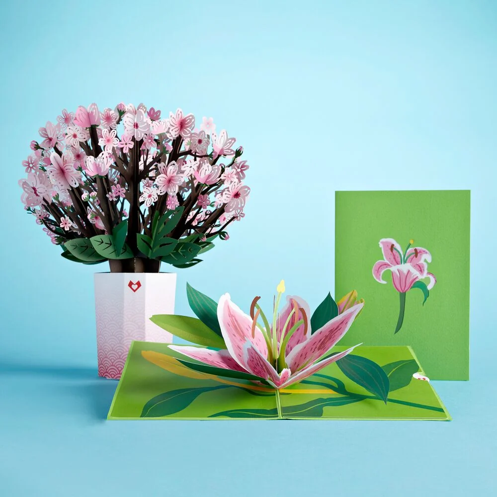 Lovepop Cherry Blossom & Lily Bloom Bundle Vase