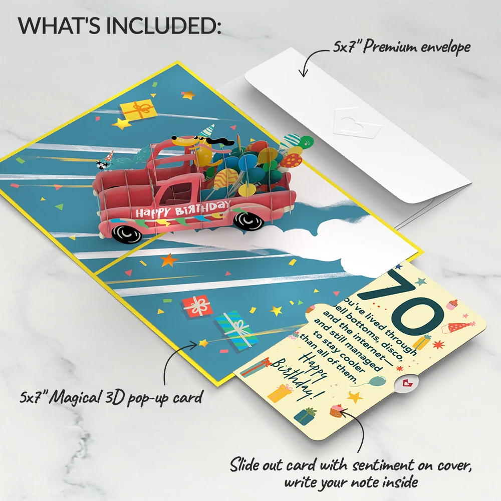Lovepop 70th Birthday Truck Pop-Up Card and Sentiment Set - Image 2
