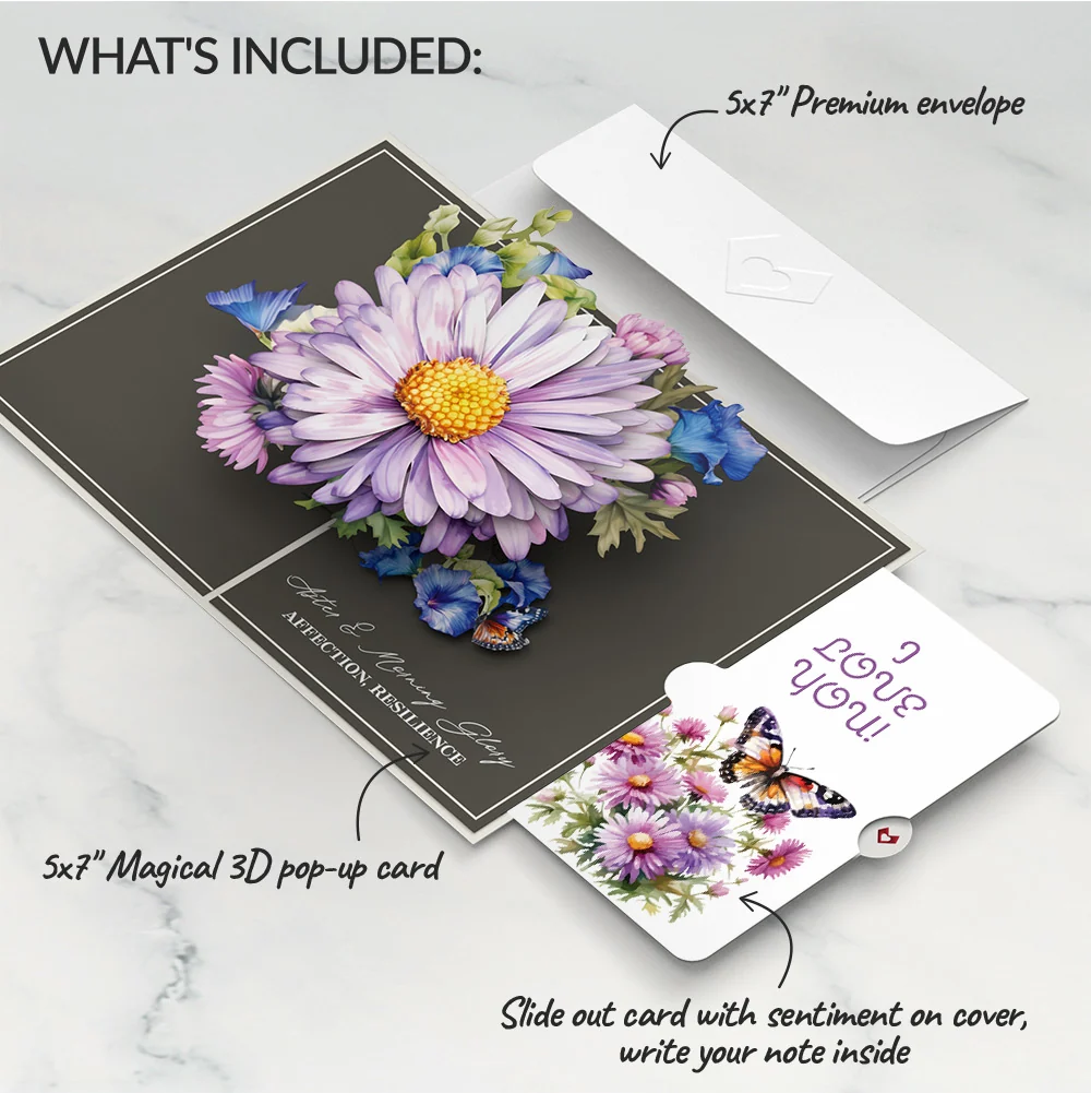 Lovepop Born to Bloom: September Birth Month Flowers Love Pop-Up Card and Sentiment Set Cream - Image 2