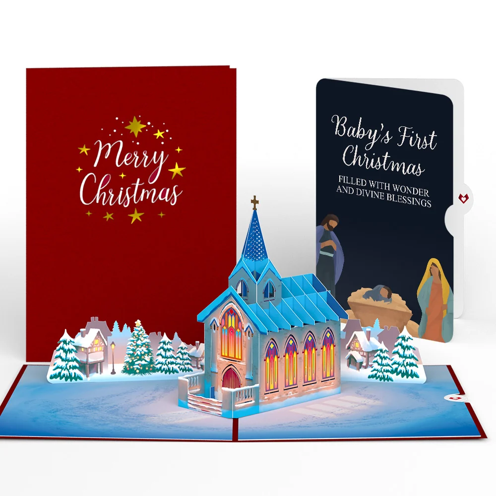 Lovepop Stained Glass Christmas Chapel Pop-Up Card and Sentiment Set for Baby