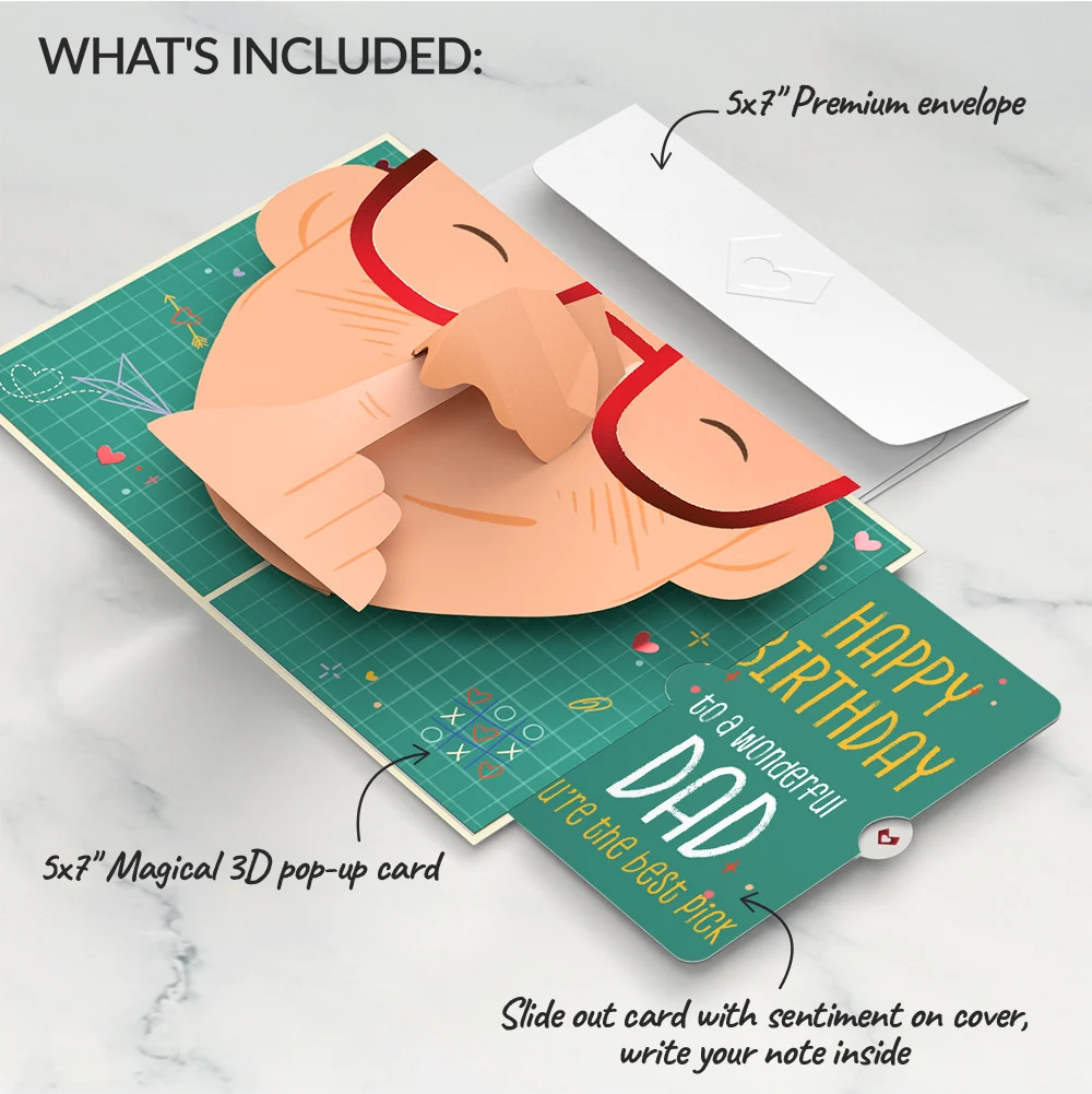 Lovepop Pick You Every Time Birthday Pop-Up Card and Sentiment Set for Dad Glass - Image 2