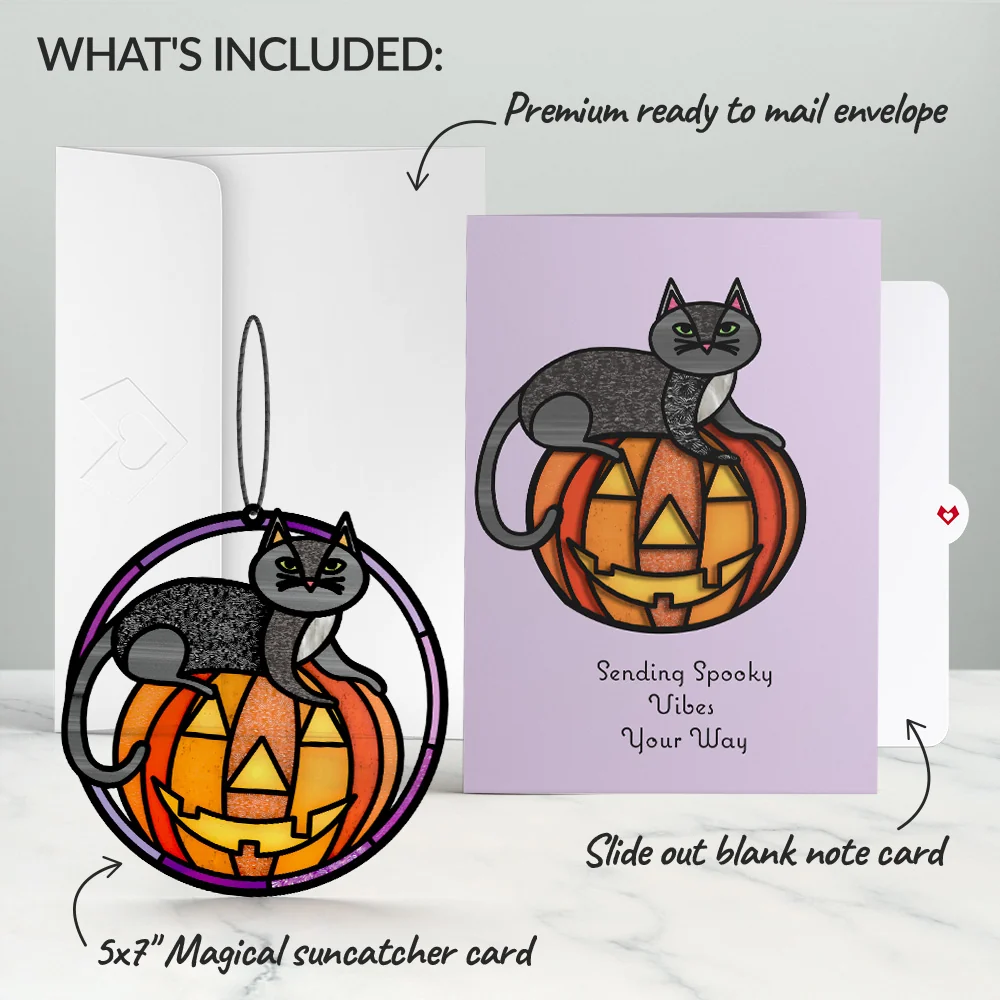 Lovepop Spooky Vibes Halloween Cat Suncatcher Card - Image 6