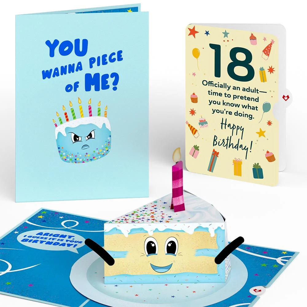 Lovepop Whimsical 18th Birthday Cake Slice Pop-Up Card and Sentiment Set Candle