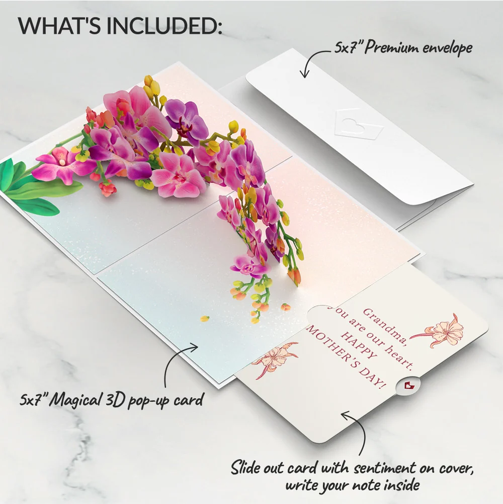 Lovepop Watercolor Orchid Mother's Day Pop-Up Card and Sentiment Set for Grandma - Image 2
