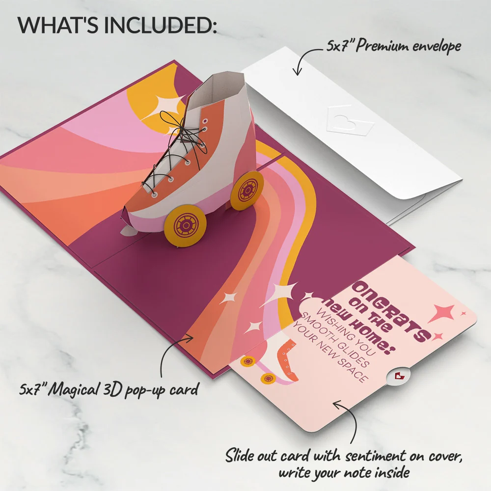 Lovepop Let the Good Times Roll Roller Skate New Home Pop-Up Card and Sentiment Set - Image 2