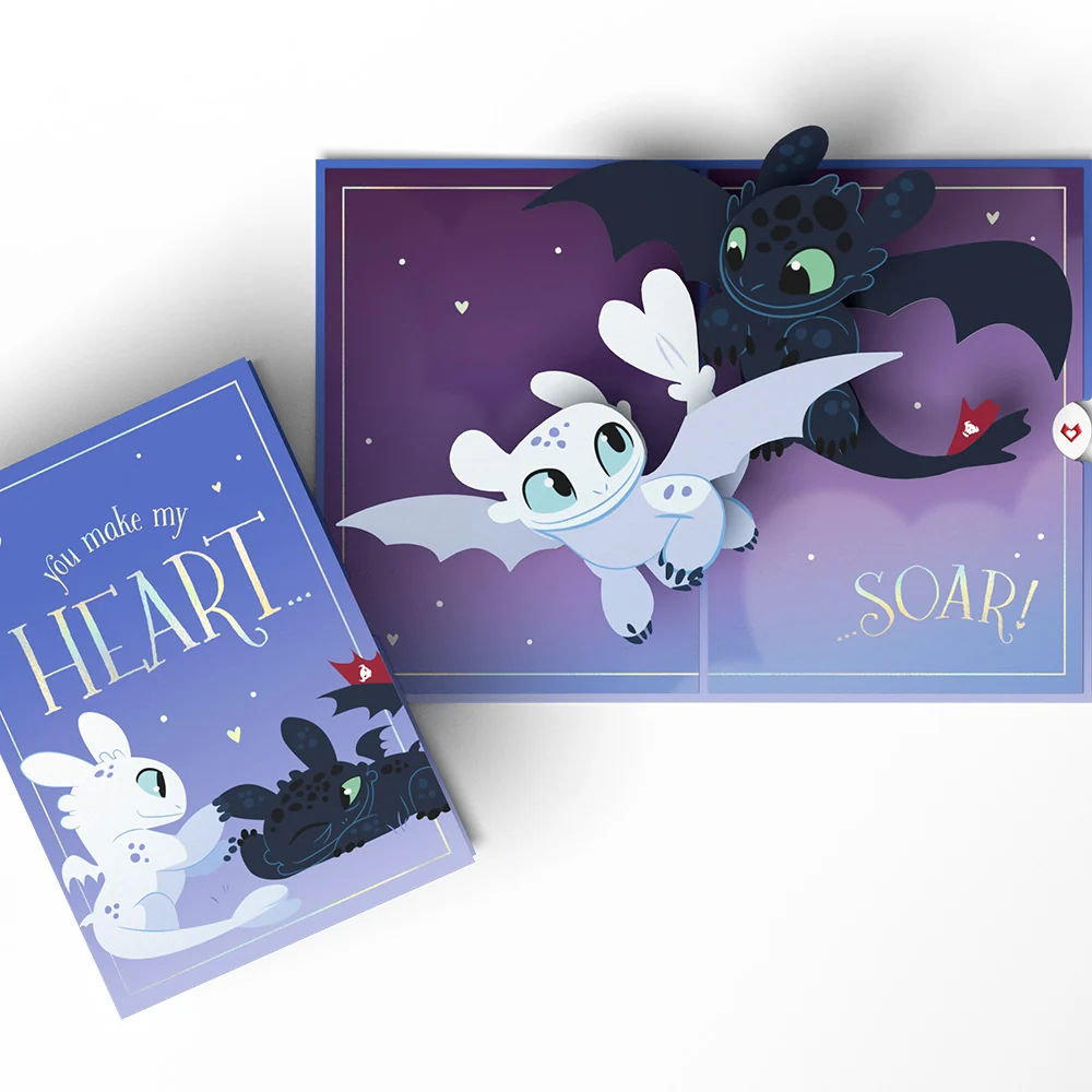 Lovepop How To Train Your Dragon Toothless & Light Fury You Make My Heart Soar Pop-Up Card