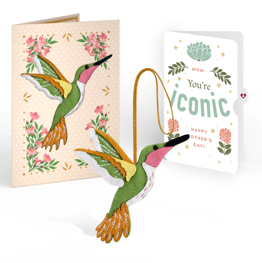 Lovepop Serene Hummingbird Mother’s Day HeartFelt Charm Card and Iconic Bloom Sentiment Set for Mom