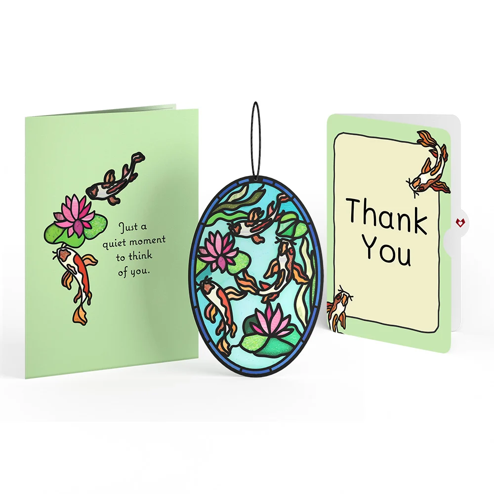 Lovepop Quiet Moment Koi Pond Thank You Suncatcher Card and Sentiment Set Glass