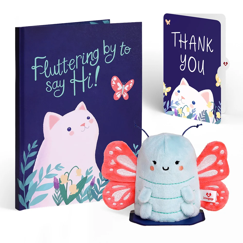 Lovepop 'Hi!' Butterfly Thank You Plushpop Card and Sentiment Set