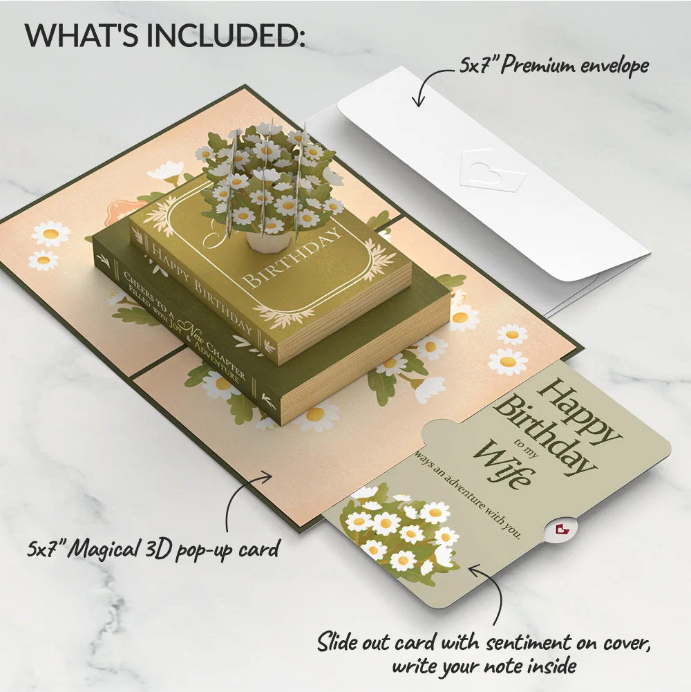 Lovepop Cheers to a New Chapter Birthday Pop-Up Card and Sentiment Set for Wife Cream - Image 2