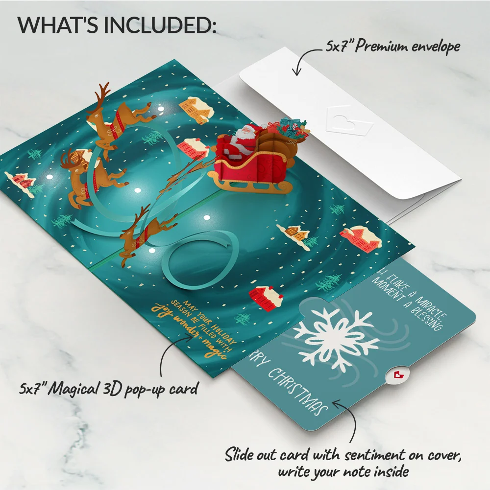Lovepop Magic of Christmas Santa's Sleigh Light-Up Pop-Up Card and Sentiment Set - Image 2