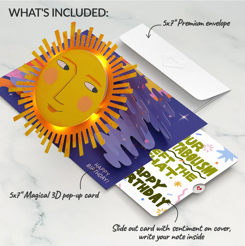 Lovepop Another Trip Around the Sun Birthday Light-Up Pop-Up Card and Metabolism Left The Chat Sentiment Set - Image 2