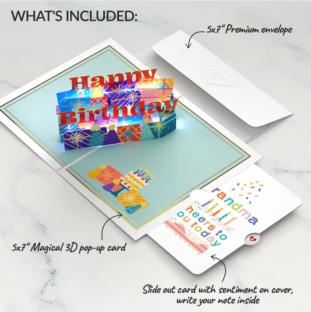 Lovepop Wishing You a Happy Birthday Music and Lights Pop-Up Card and Sentiment Set for Grandma - Image 2