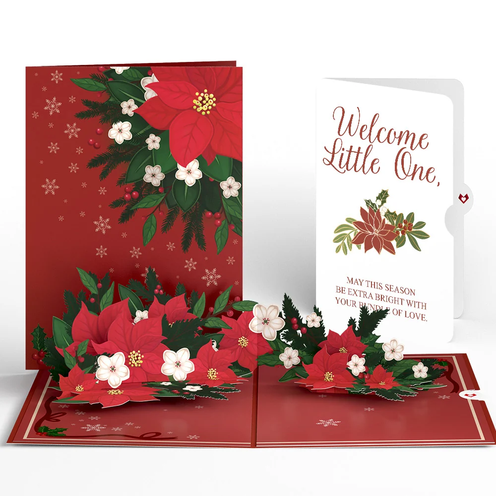 Lovepop Poinsettia & Pine Christmas Pop-Up Card and Sentiment Set for Baby