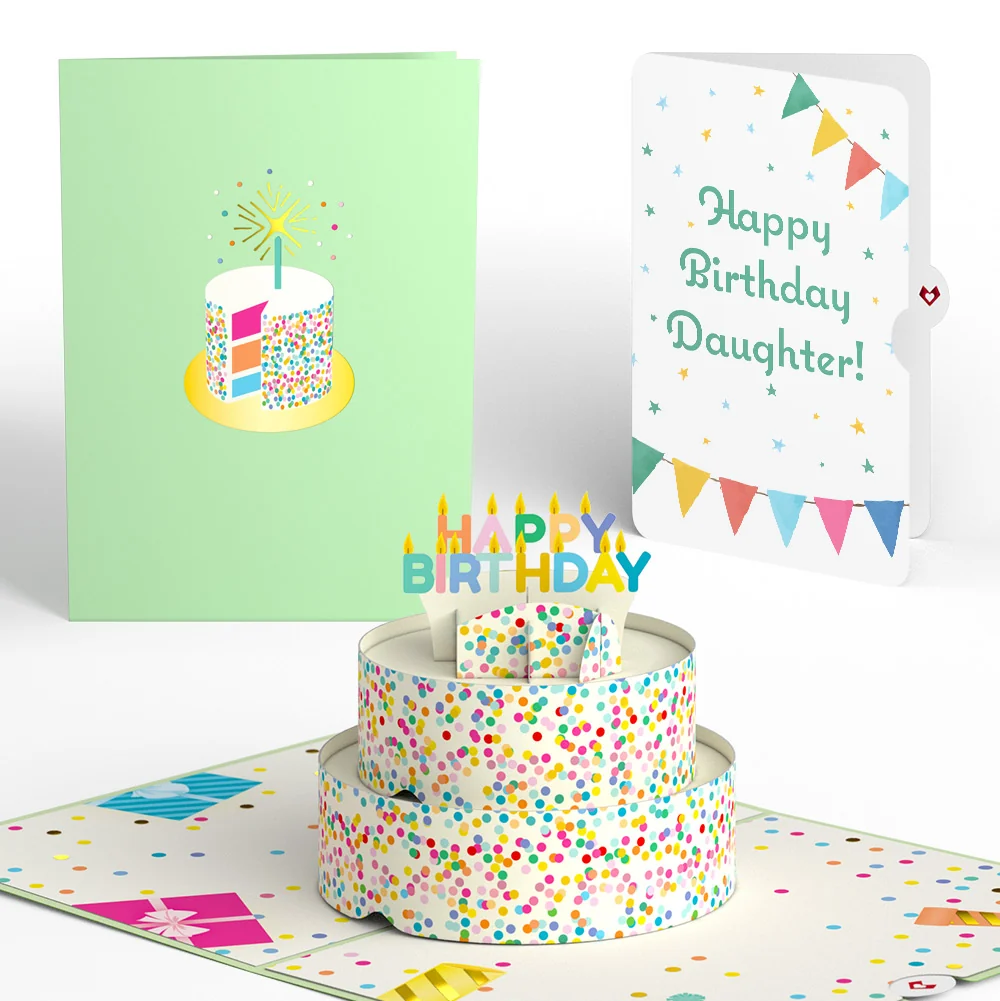 Lovepop Sprinkles Birthday Cake Pop-Up Card and Starry Pennant Sentiment Set for Daughter Candle