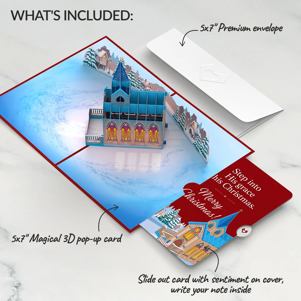 Lovepop Stained Glass Christmas Chapel Pop-Up Card and Step Into Grace Sentiment Set - Image 2